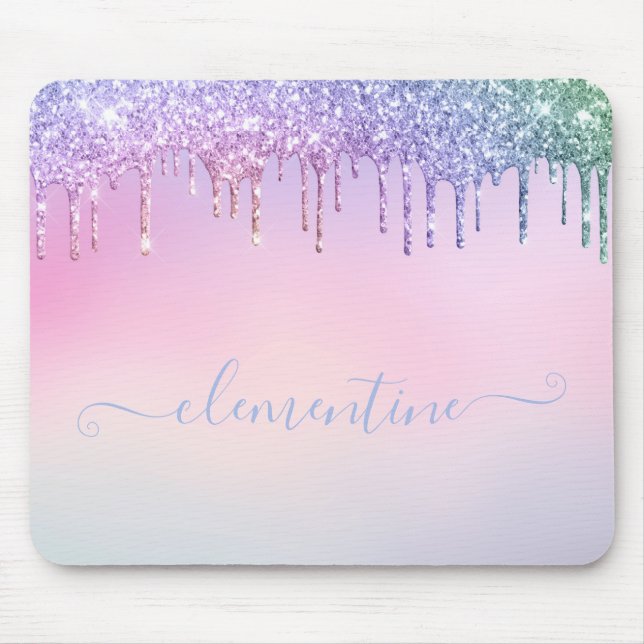 Tapis De Souris Parties scintillant arc-en-ciel scintillante scrip (Devant)