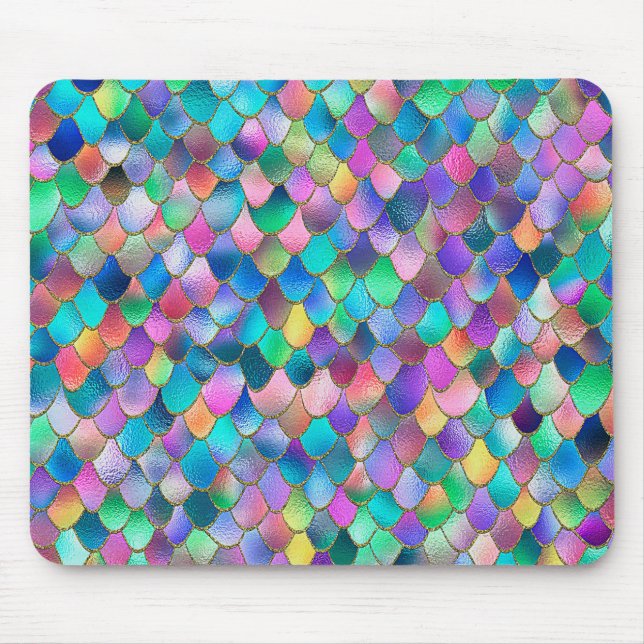 Tapis De Souris Parties scintillant arc-en-ciel Wonky métal sirène (Devant)