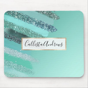 Tapis De Souris Parties scintillant bleu vert Aquamarine Brosses p