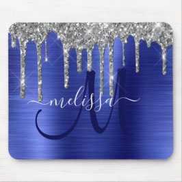 Tapis De Souris Parties scintillant Chic Argent Déchets Monogramme