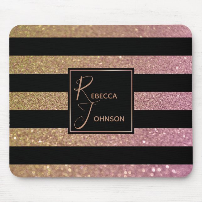 Tapis De Souris Parties scintillant de luxe Gold Rose - Mousepad (Devant)