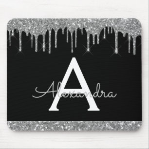 Tapis De Souris Parties scintillant d'étincelle en argent noir Mon