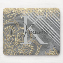 Tapis De Souris Parties scintillant d'or Lotus Mandala Monogram Pa