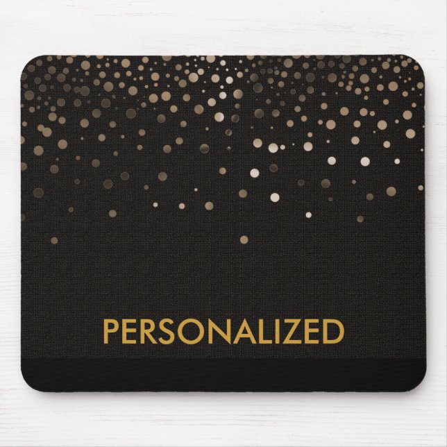 Tapis De Souris Parties scintillant d'or noir Confetti Faux Person (Devant)
