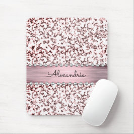 Tapis De Souris Parties scintillant en marbre rose clair fantaisie