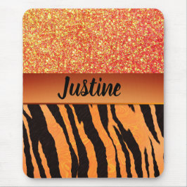 Tapis De Souris Parties scintillant en verre orange Tiger