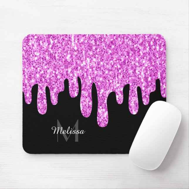 Tapis De Souris Parties scintillant étincelante rose noir Monogram (Avec souris)