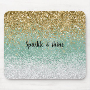 Tapis De Souris Parties scintillant étincelle en or glam blanc