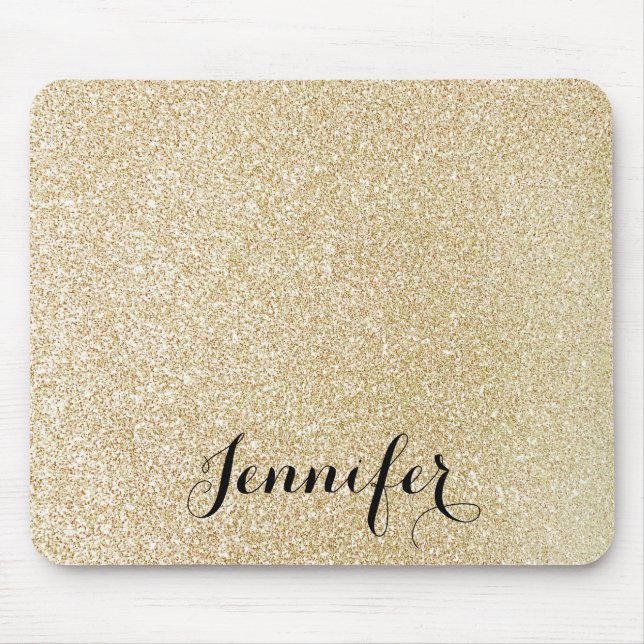 Tapis De Souris Parties scintillant Gold Faux Nom de script person (Devant)