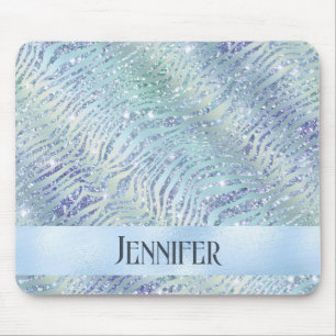 Tapis De Souris Parties scintillant holographique imprimé zèbre
