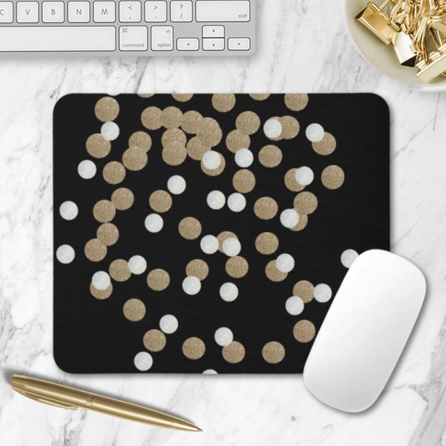 Tapis De Souris parties scintillant minimaliste Champagne noir con (minimalist glitter black champagne gold confetti mouse pad)