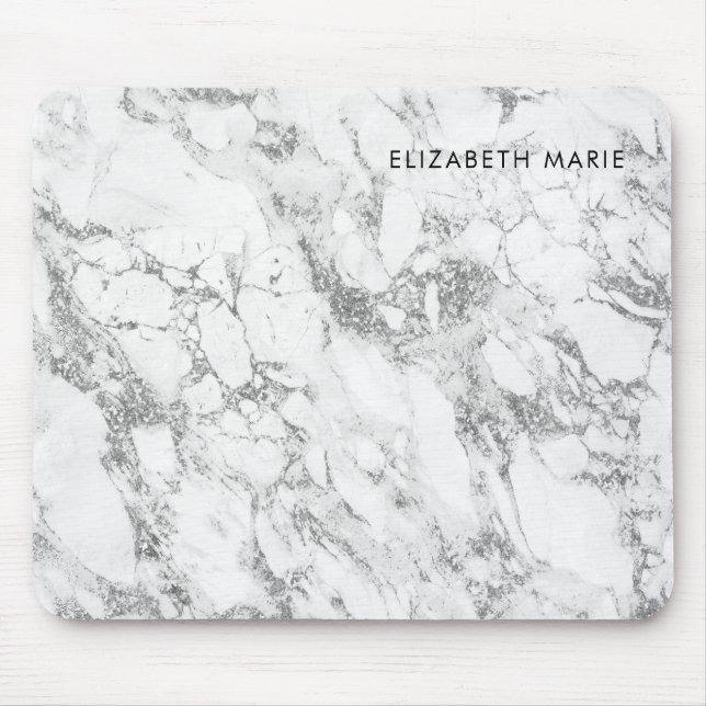 Tapis De Souris Parties scintillant moderne chic gris gris argenté (Devant)