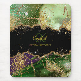 Tapis De Souris Parties scintillant moderne Monogramme vert violet