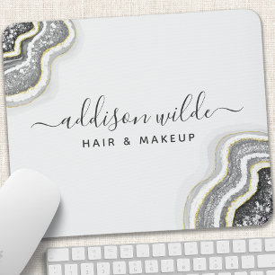 Tapis De Souris Parties scintillant Noir Et Blanc Agate Geode Luxe