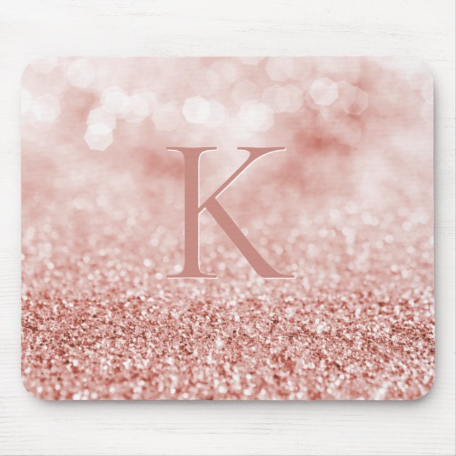 Tapis De Souris Parties scintillant or Rose fille Monogramme Shiny (Devant)
