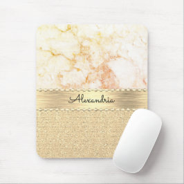 Tapis De Souris Parties scintillant Rose or marbre personnalisé