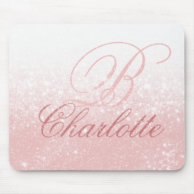 Tapis De Souris Parties scintillant rose pâle Fille Script Nom du  (Devant)