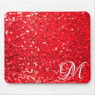 Tapis De Souris Parties scintillant rouge avec monogramme personne