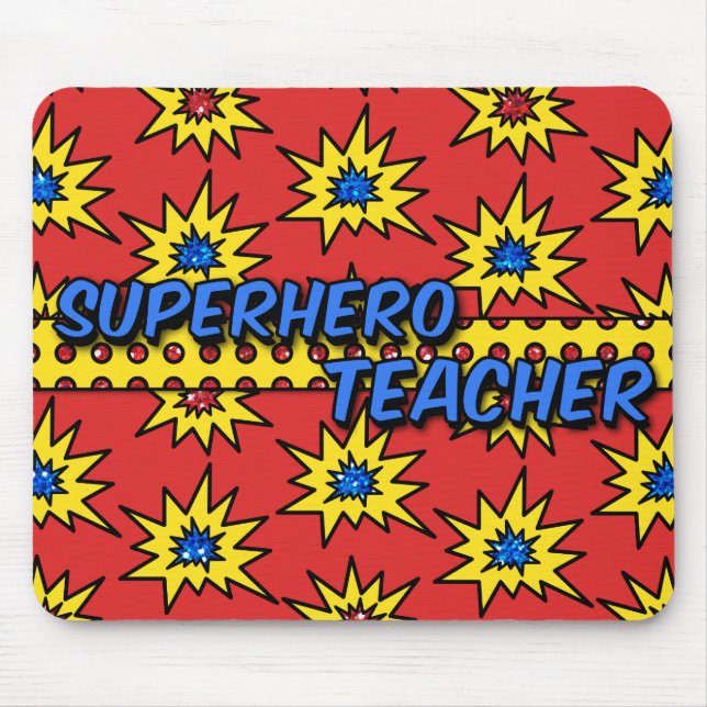 Tapis De Souris Parties scintillant rouge Superhero enseignant Mou (Devant)