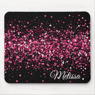 Tapis De Souris Parties scintillant scintille rose noir design gla