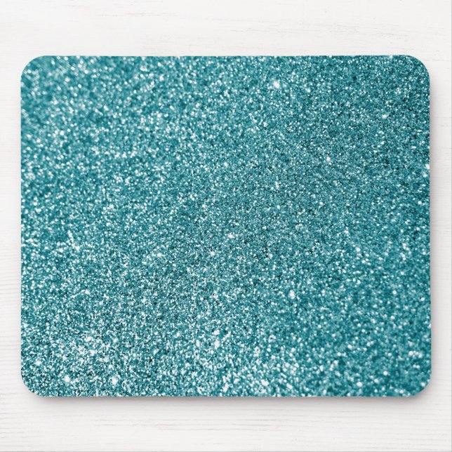 Tapis De Souris Parties scintillant Turquoise Sparkly Bokeh Faux (Devant)