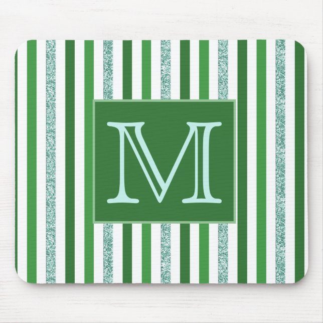 Tapis De Souris Parties scintillant verte contemporaine en argent  (Devant)