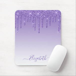 Tapis De Souris Parties scintillant violette à script moderne et t