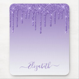 Tapis De Souris Parties scintillant violette à script moderne et t