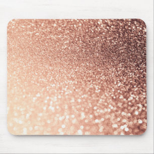 Tapis De Souris Parties scintillantes roses rêveuses d'or - pêch