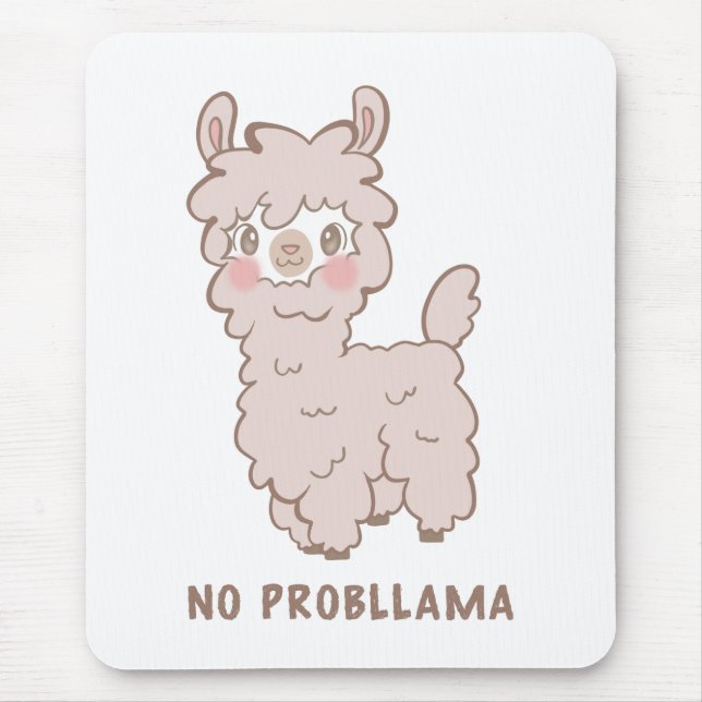 Tapis De Souris Pas de problème avec la lama rose Kawaii (Devant)