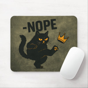 Tapis De Souris Pas De Rois En Amérique Chat Noir Drôle Kicking Cr