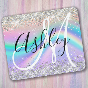 Tapis De Souris Pastel Rainbow Wave Ombre Silver Parties scintilla