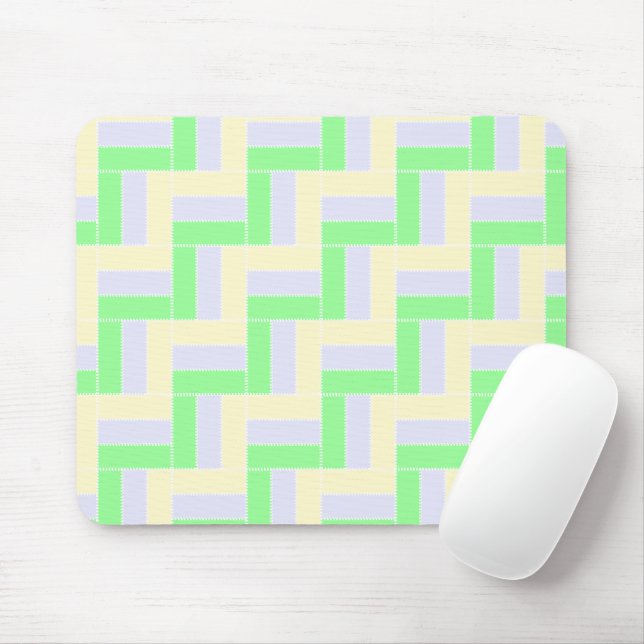 Tapis De Souris Pastel Rectangles Lignes en pointillé blanc Motif (Avec souris)