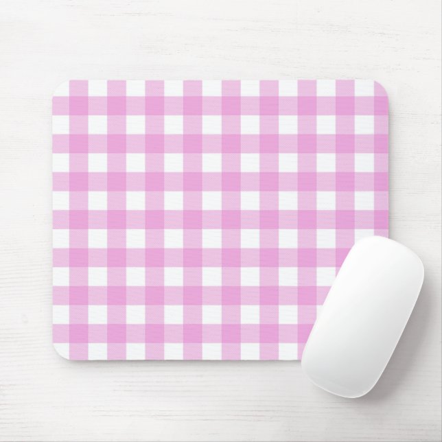 Tapis De Souris Pastel rose et blanc plaid (Avec souris)