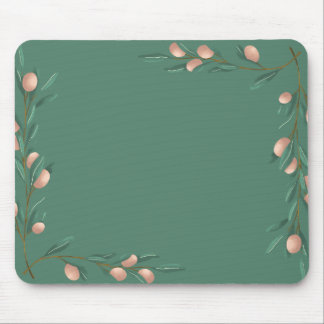 Tapis De Souris Pastel vert avec fleurs roses