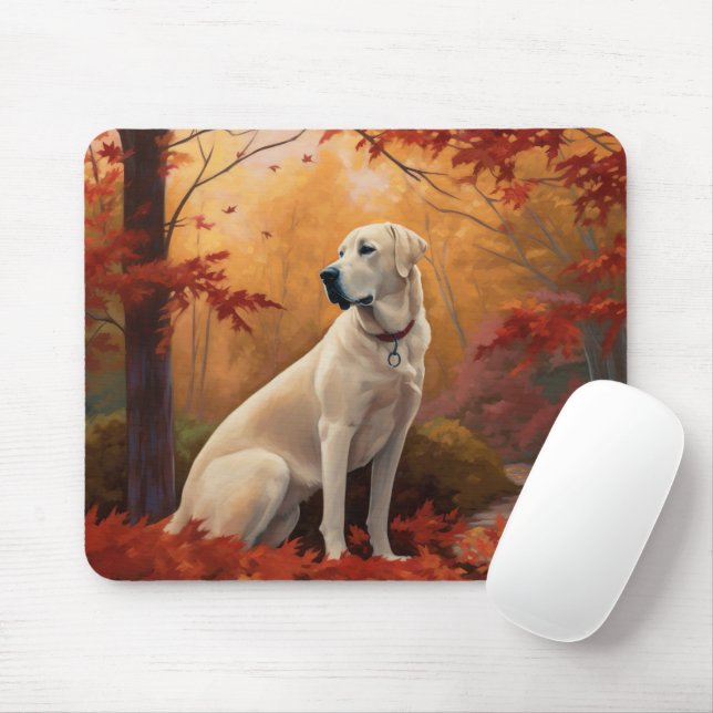 Tapis De Souris Pasteur anatolien en automne Feuilles automne Insp (Avec souris)