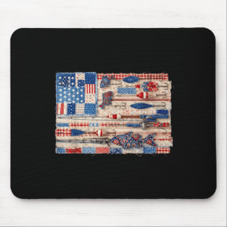 Tapis De Souris Patchwork rétro patriotique pêche drapeau américai