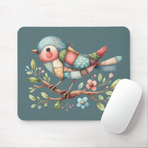 Tapis De Souris Patchwork Songbird on Blooming Branch