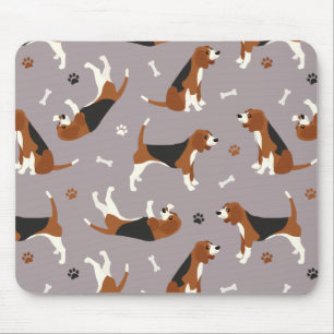 Tapis De Souris Pâtes et os Beagle mignons Gris