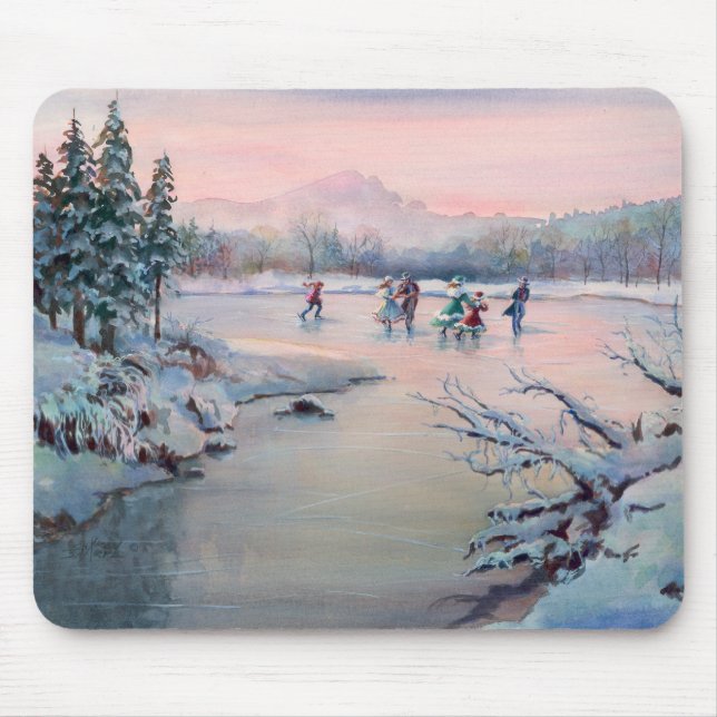 Tapis De Souris PATINAGE et FLOCONS DE NEIGE de GLACE par SHARON (Devant)