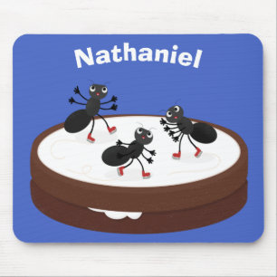 Tapis De Souris Patinage sur glace de fourmis joyeuses sur dessin