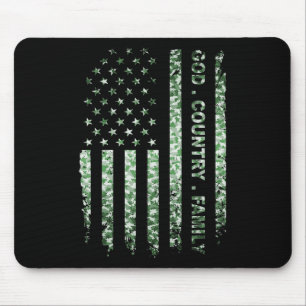 Tapis De Souris Patriotique Américain US Drapeau Dieu Famille Pays