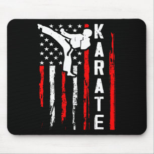 Tapis De Souris Patriotique Karate Martial Arts Us drapeau Black B