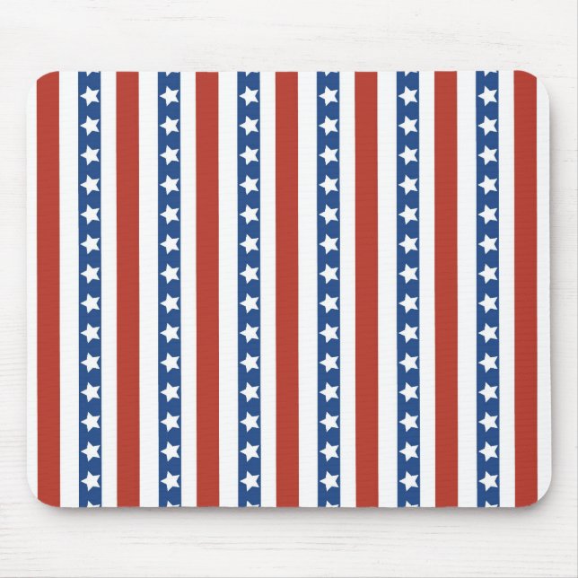 Tapis De Souris Patriotique Rouge Bleu Bleu Étoiles et rayures Lib (Devant)