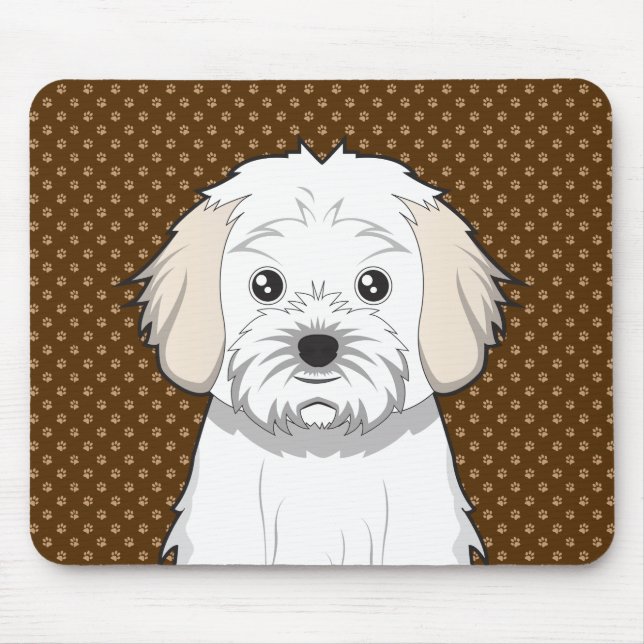 Tapis De Souris Pattes de bande dessinée de chien de Cavachon (Devant)