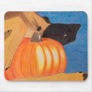 Tapis de souris pattes de chien et citrouille