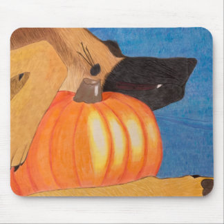 Tapis de souris pattes de chien et citrouille
