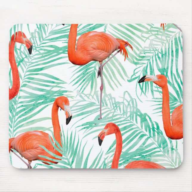 Tapis De Souris Paume de Flamant rose et de menthe (Devant)