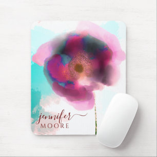 Tapis De Souris Pavot de Troy Burgundy Watercolor Script