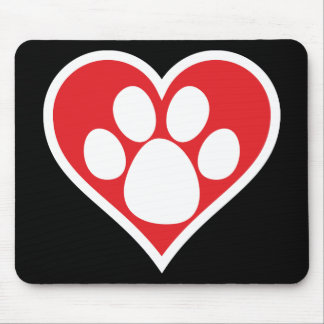 Tapis De Souris Paw Chien Coeur (foncé)